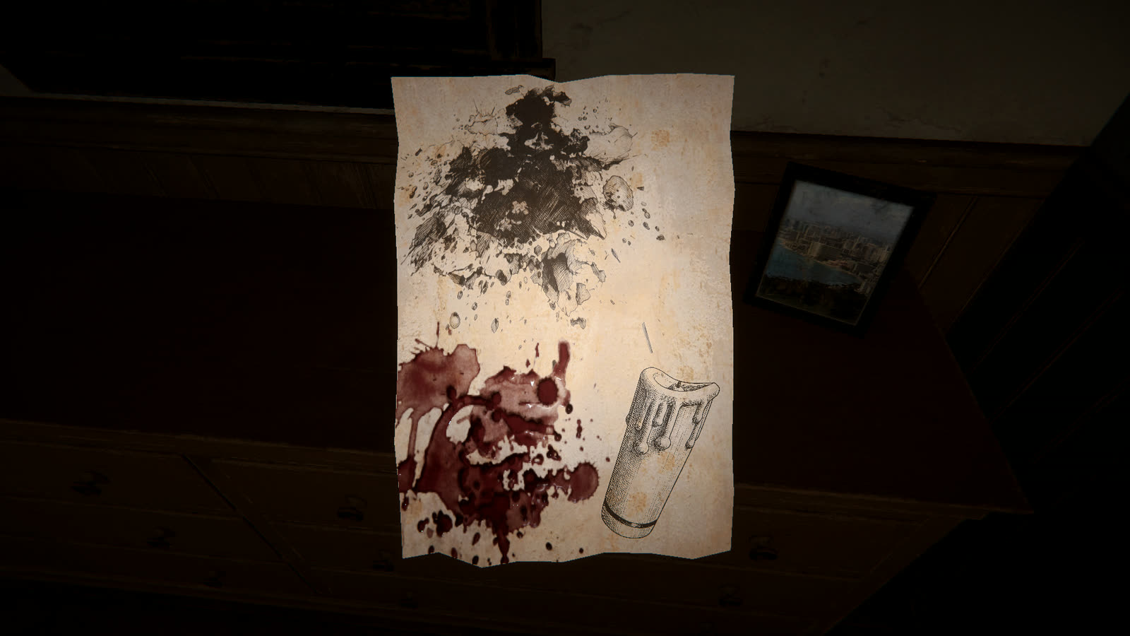 A note stained with blood
