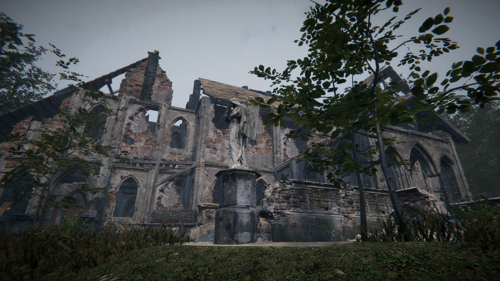 The ruined church among the trees