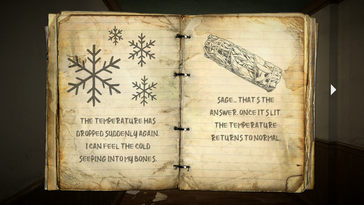 Diary page: once the sage is lit the temperature returns to normal