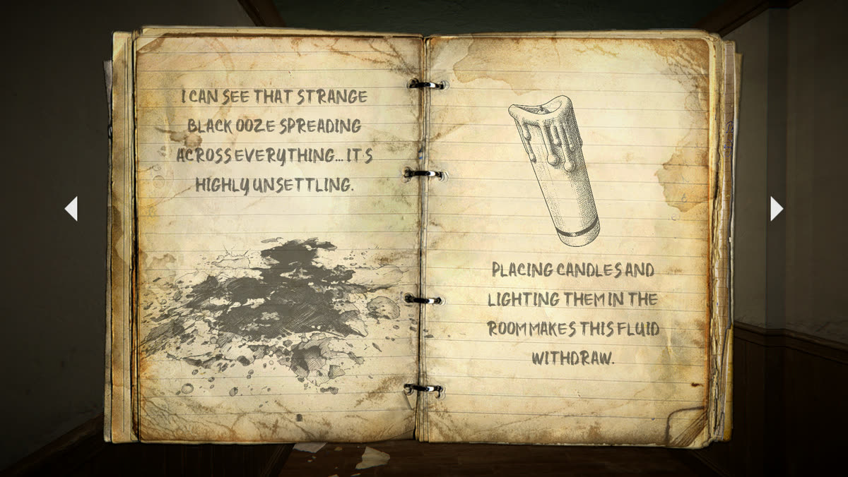 Diary page: placing candles and lighting them makes the ooze withdraw